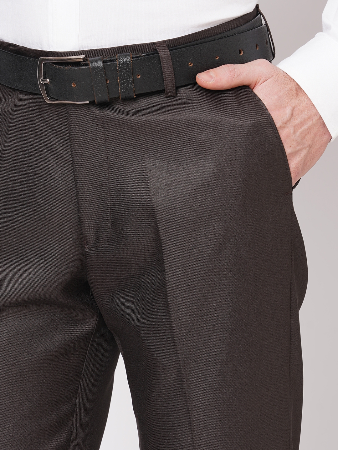 Solemio Slim Fit 100% Pure Polyester Solid Formal Trouser for Mens