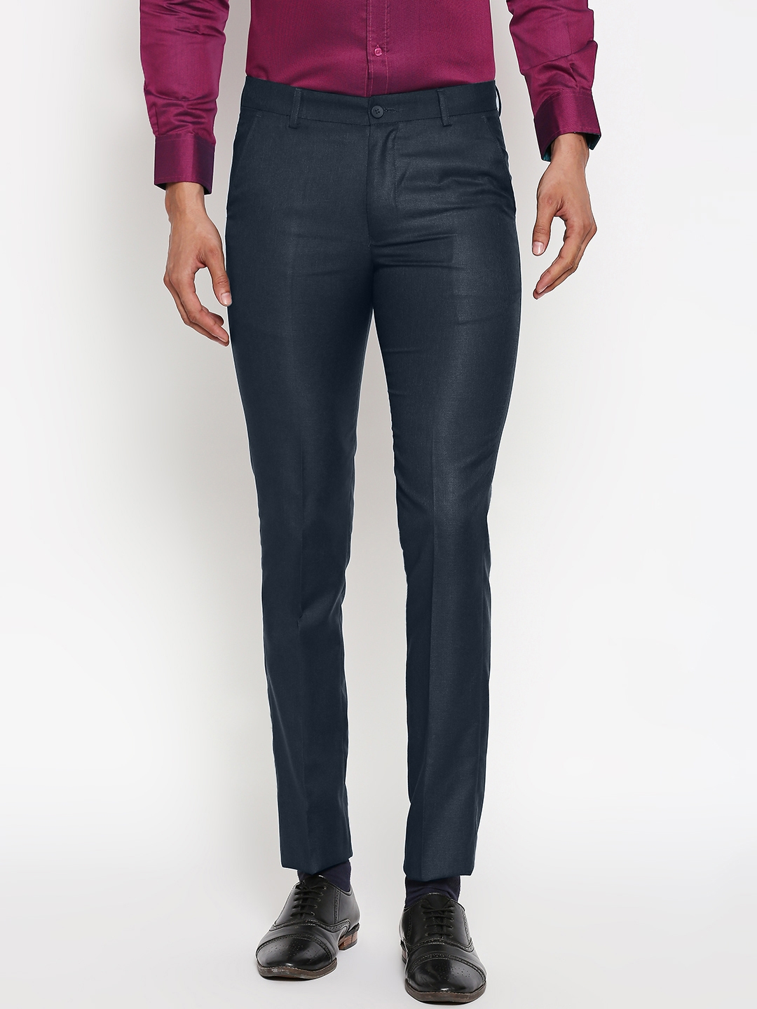 SOLEMIO | Blue Solid Formal Trouser