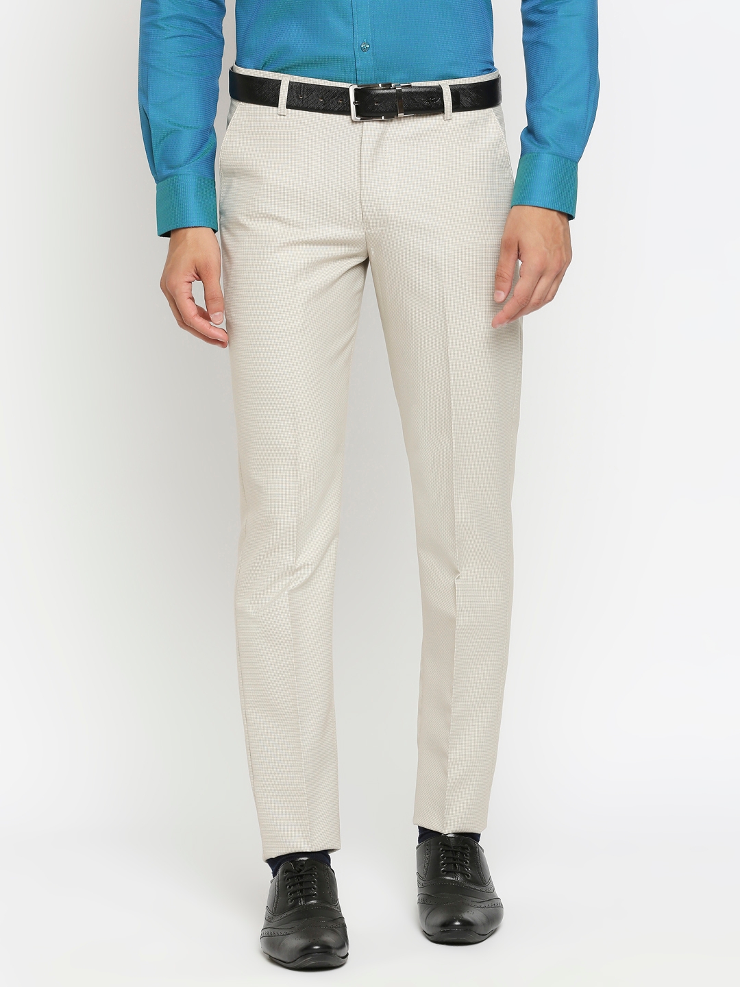 SOLEMIO | Beige Solid Formal Trouser