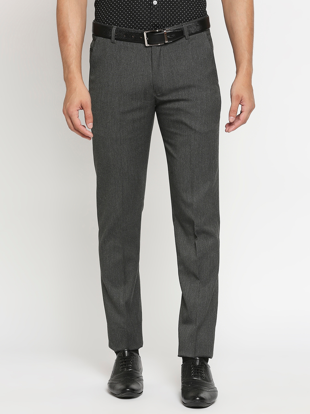 SOLEMIO | Grey Solid Formal Trouser