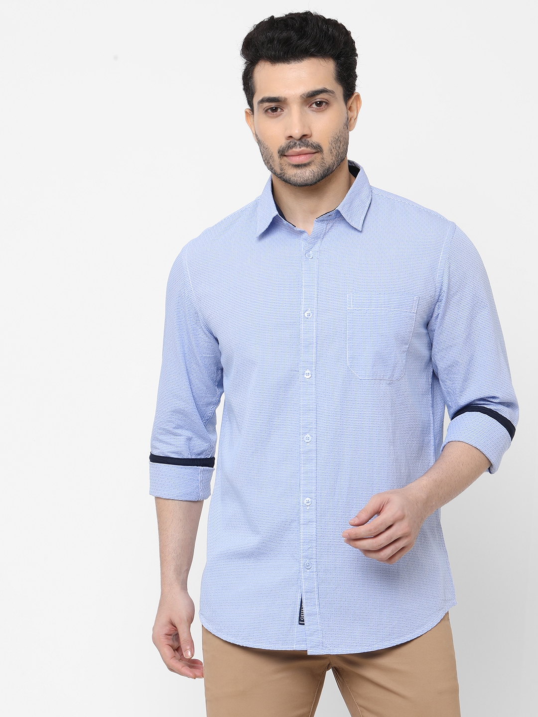 SOLEMIO | Solemio 100% Cotton Smart Fit Spread Collar Shirt For Men
