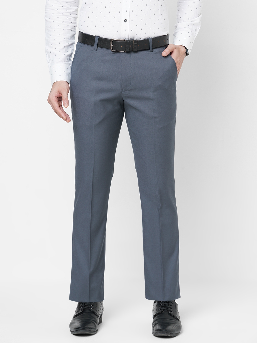 SOLEMIO | Solemio Polyester Viscose Spandex Regular Fit Formal Trouser For Men - Grey
