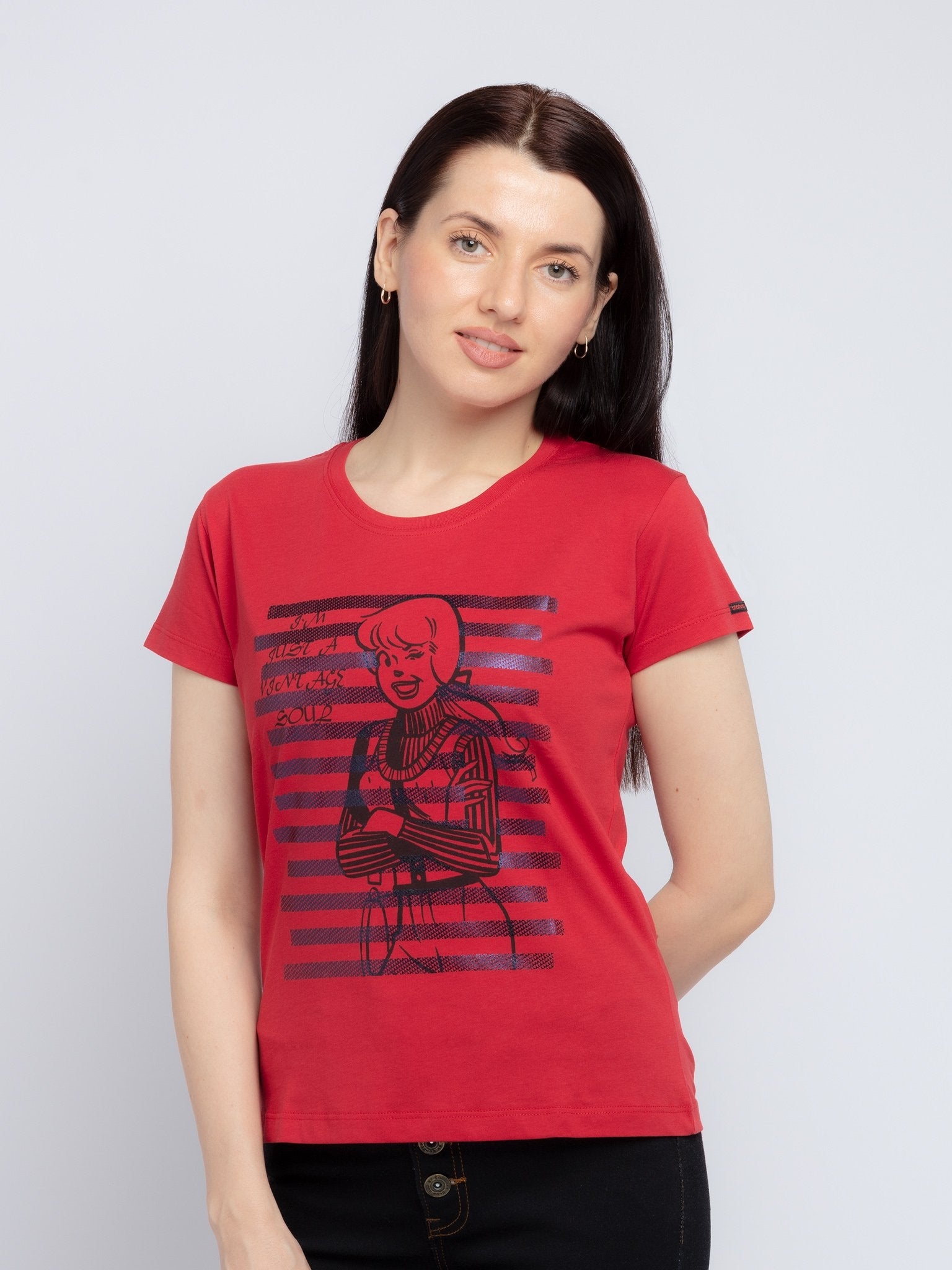 Status Quo | Red Printed Women Archies T-Shirt