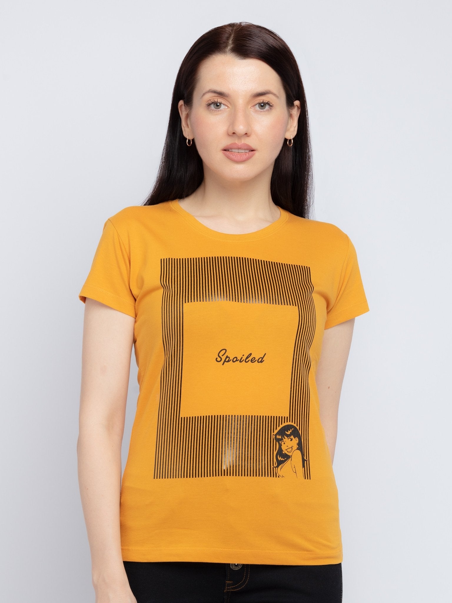 Status Quo | Women Mustard Printed Archies T-shirt
