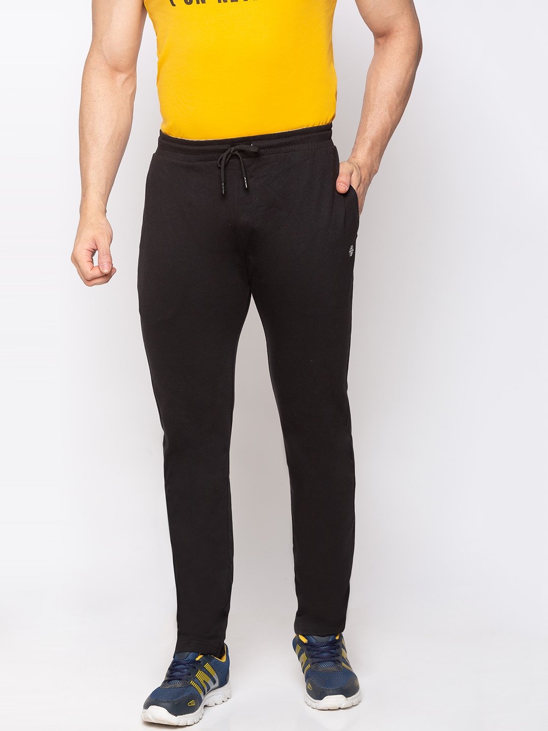 Status Quo | Black Solid Track Pants with HD Print