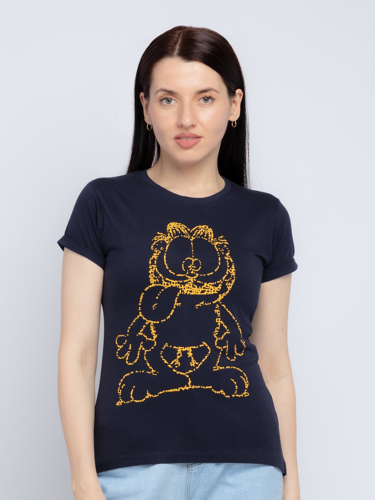 Status Quo | Women Blue Printed Garfield T-Shirt