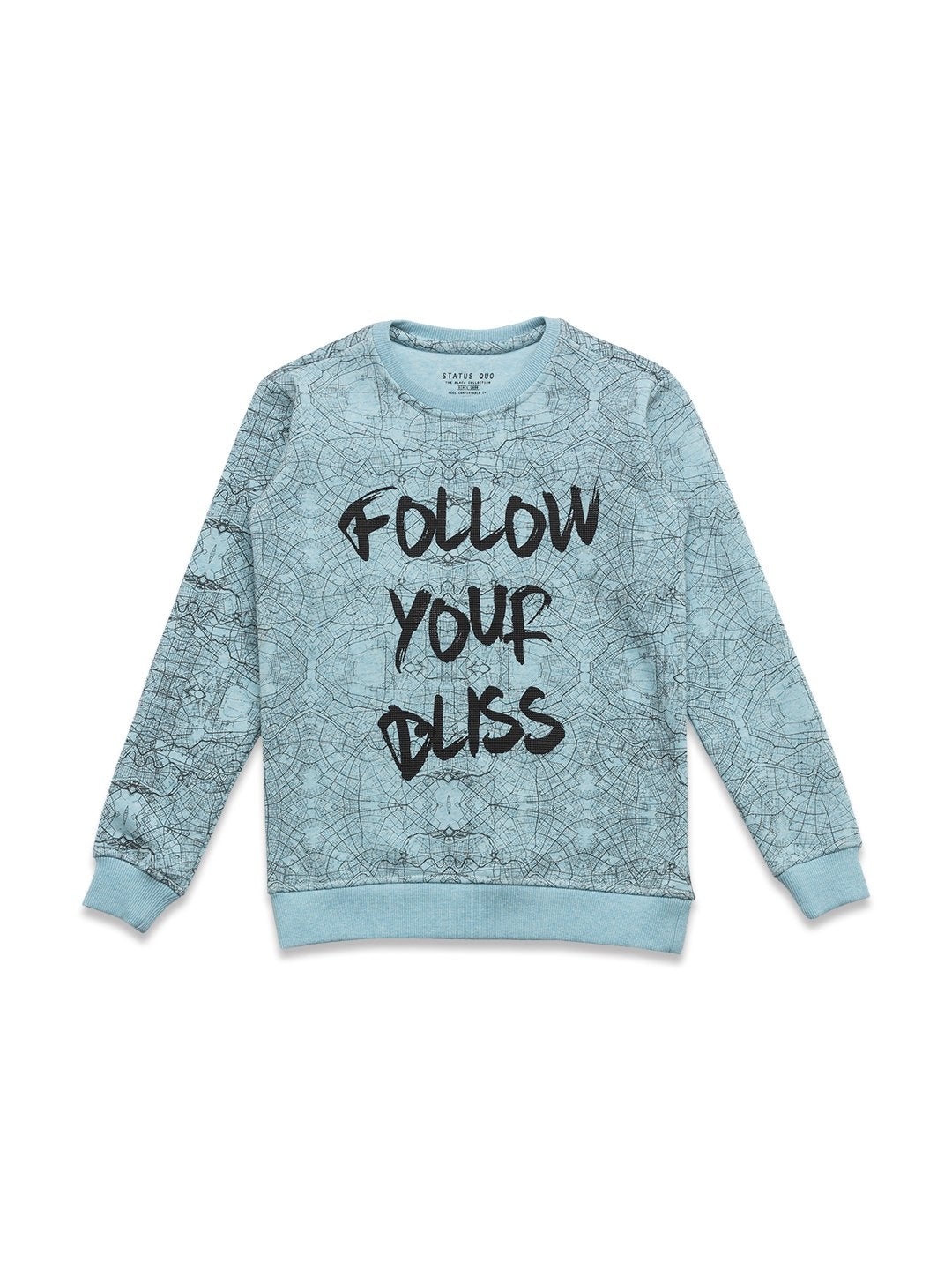 Status Quo | Kids Aqua Blue Printed Sweatshirt