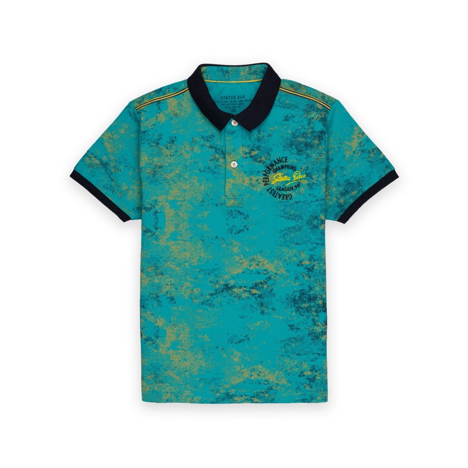 Status Quo | Kids Turquoise Printed Polo T-Shirt