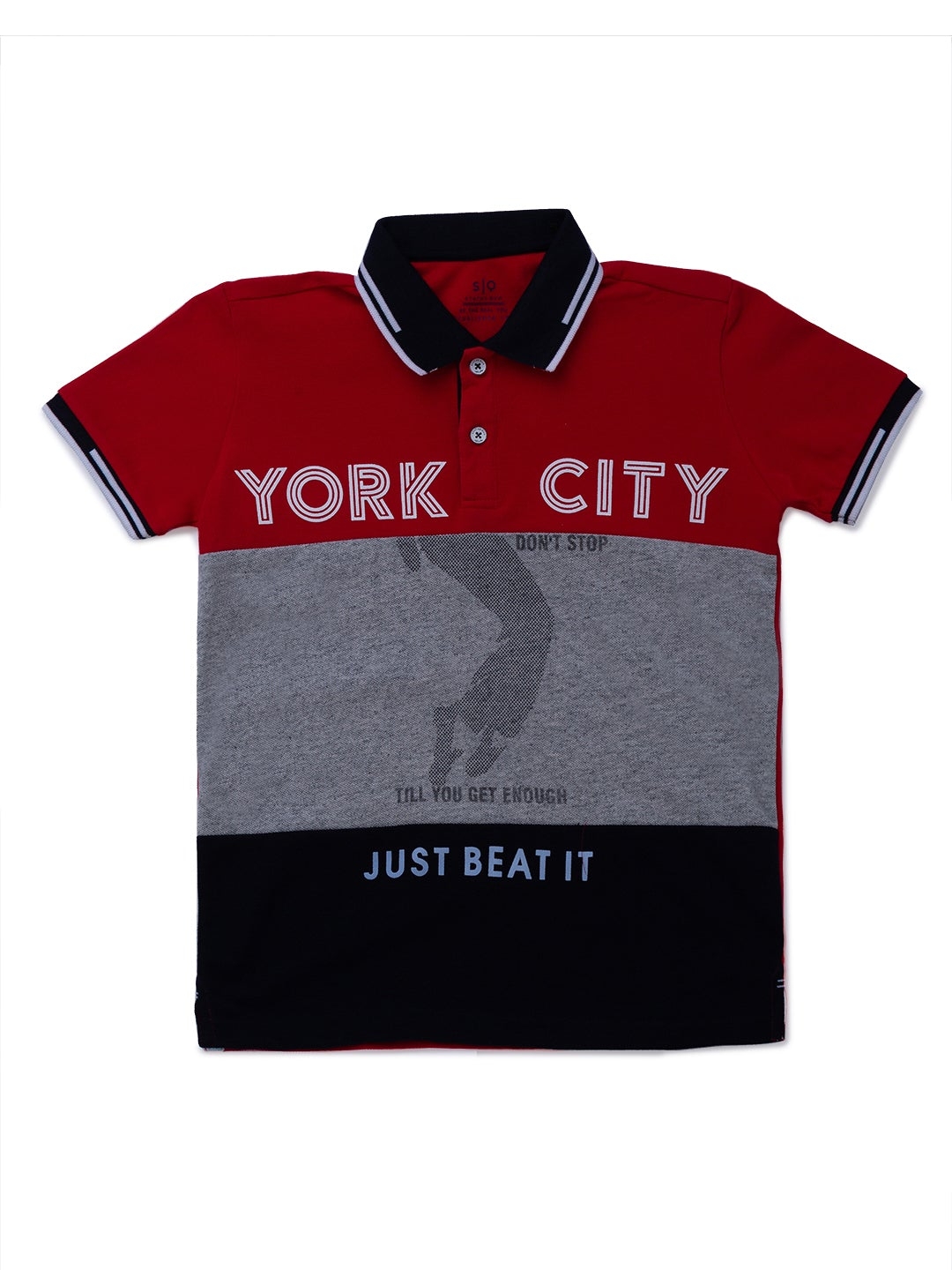 Status Quo | Kids Red and Snow Flex Colourblock Polo T-Shirt