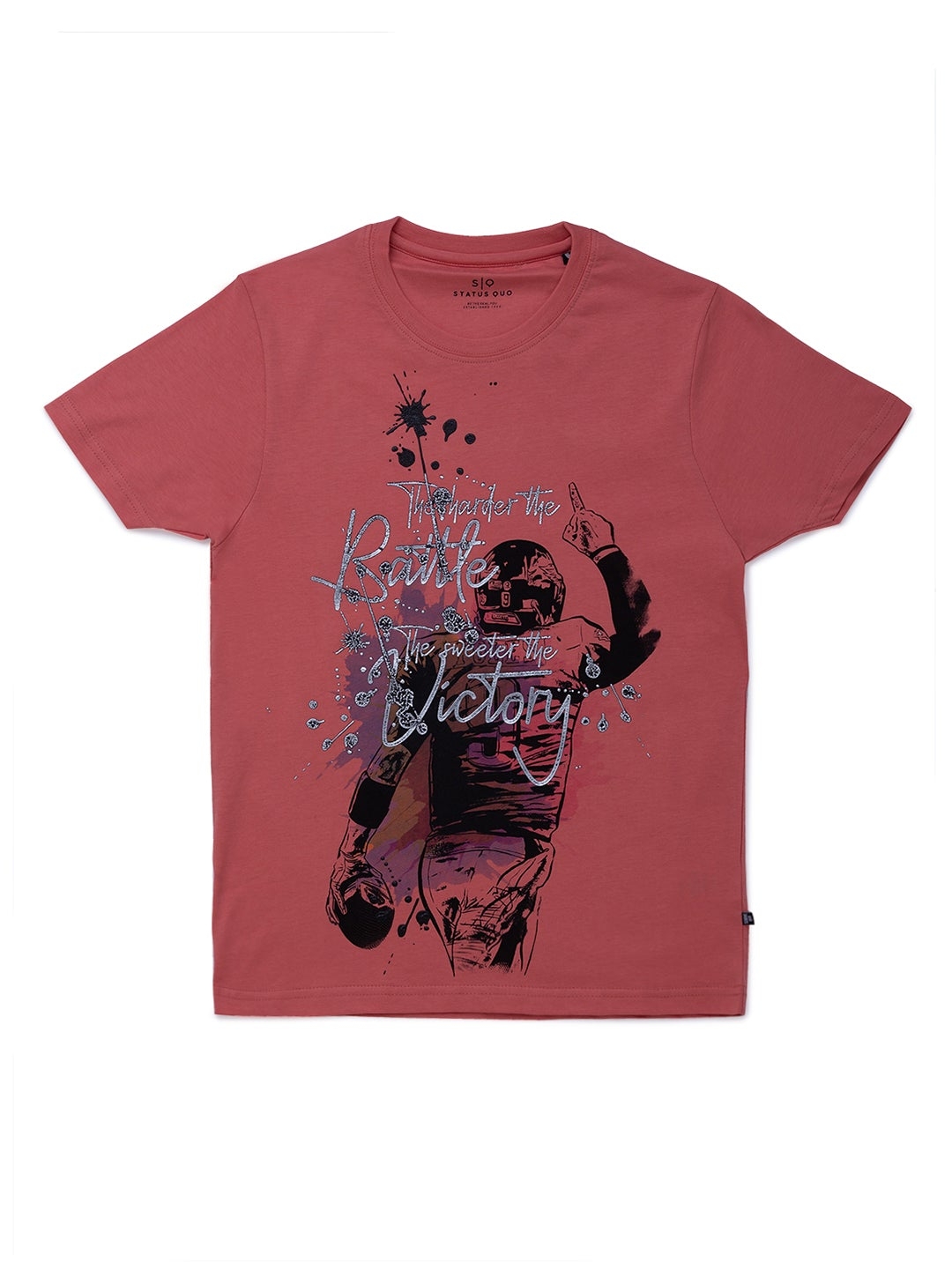 Status Quo | Kids Light Coral Pink Printed T-Shirt