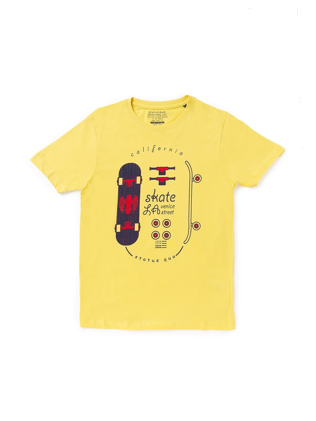 Status Quo | Kids Yellow Printed T-Shirt
