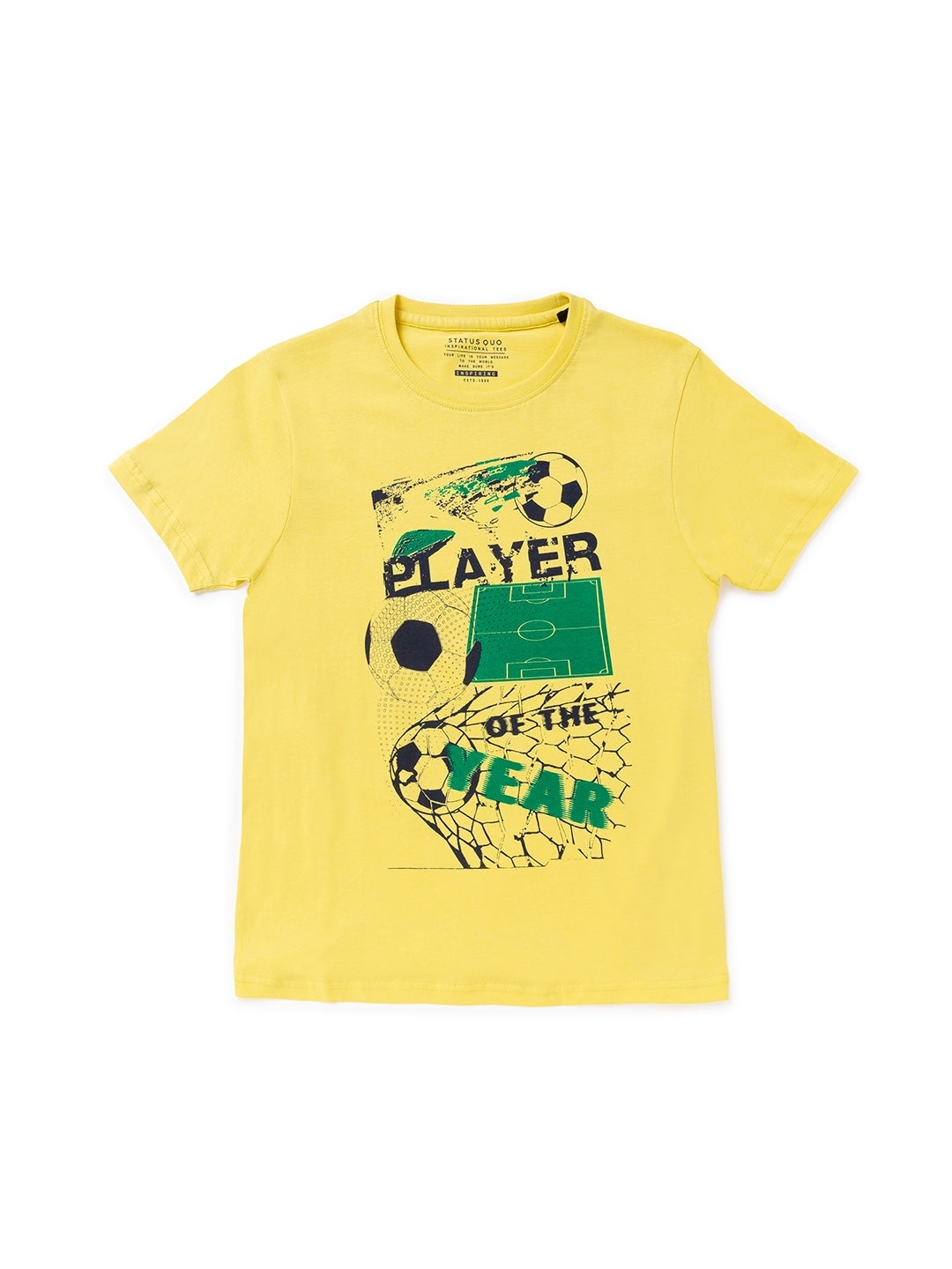 Status Quo | Kids Yellow Printed T-shirt