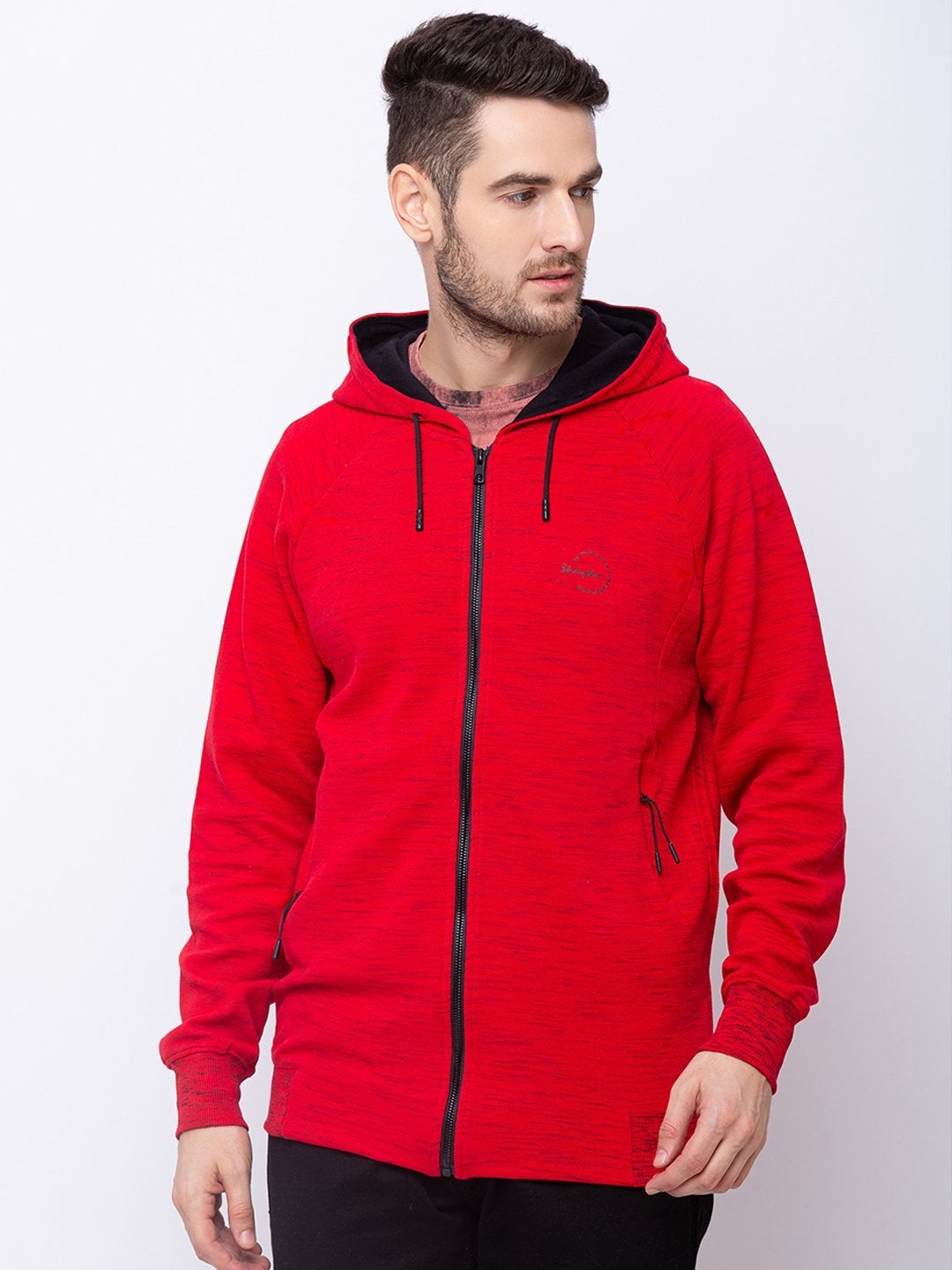 Status Quo | Red Solid Hooded Sweatshirt