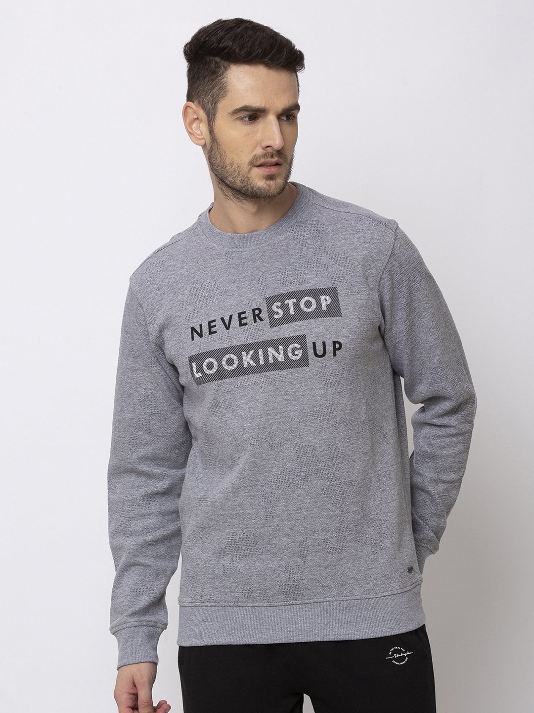Men's Grey Polycotton Printed Sweatshirts