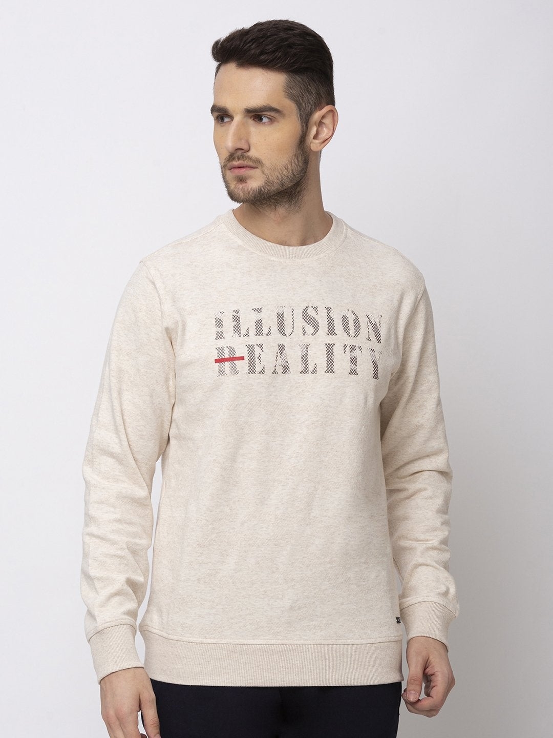Beige Polycotton Printed Sweatshirts