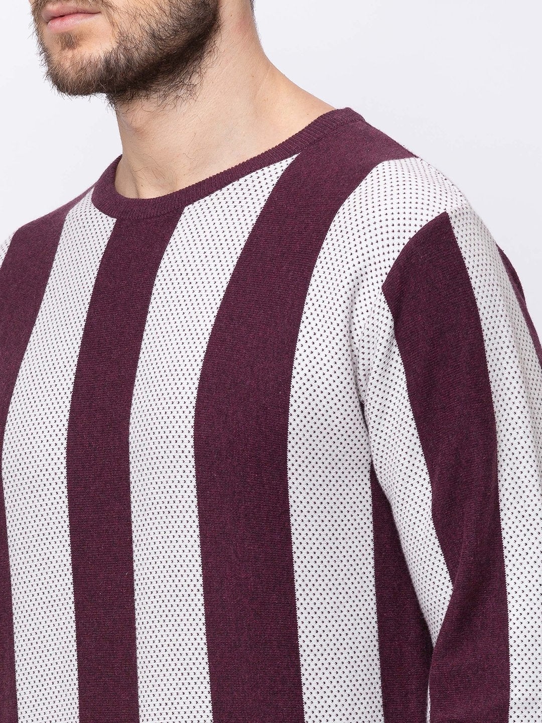 Red Cotton Striped Sweaters