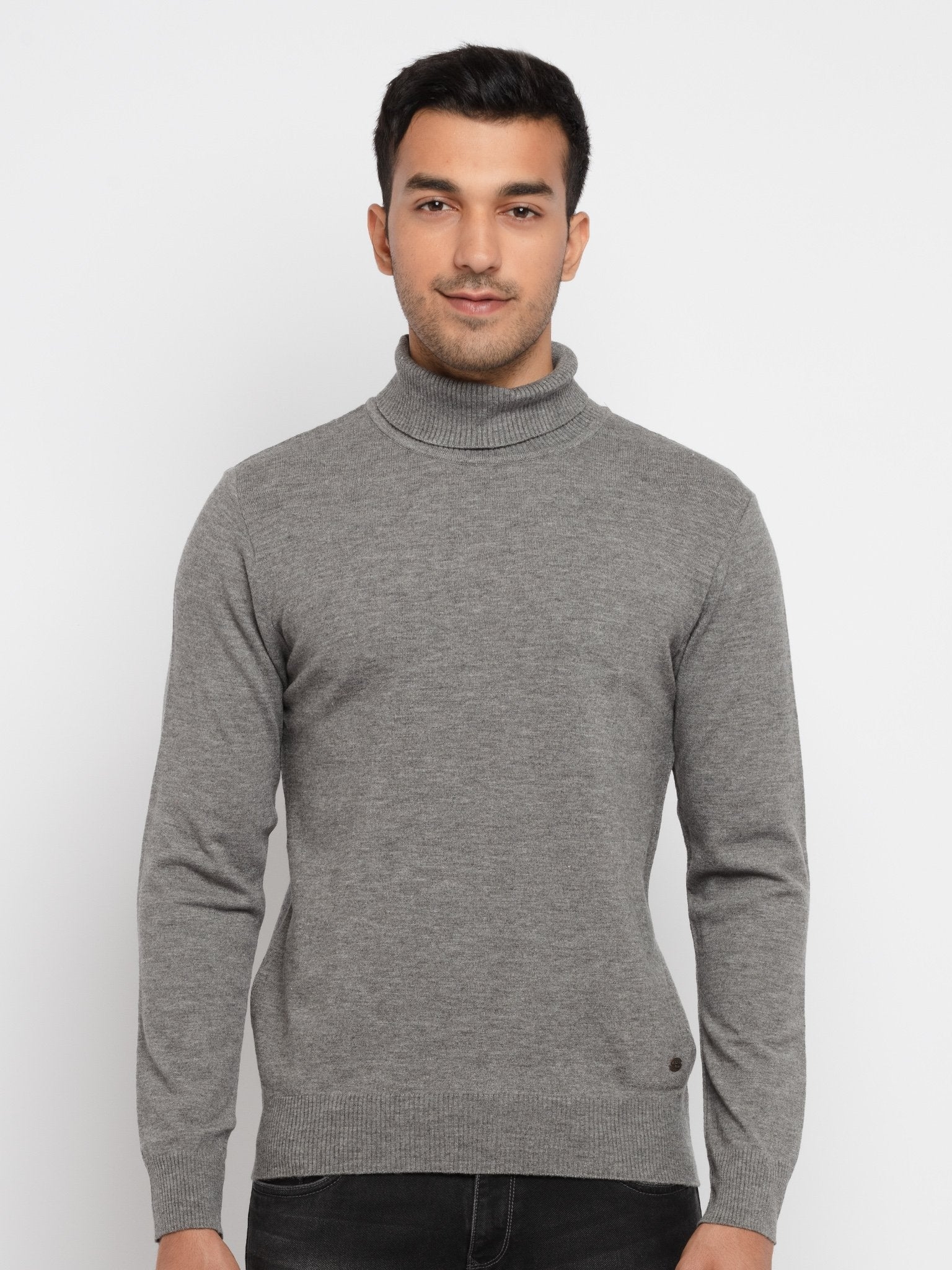 Men's Grey Polycotton Melange Sweaters