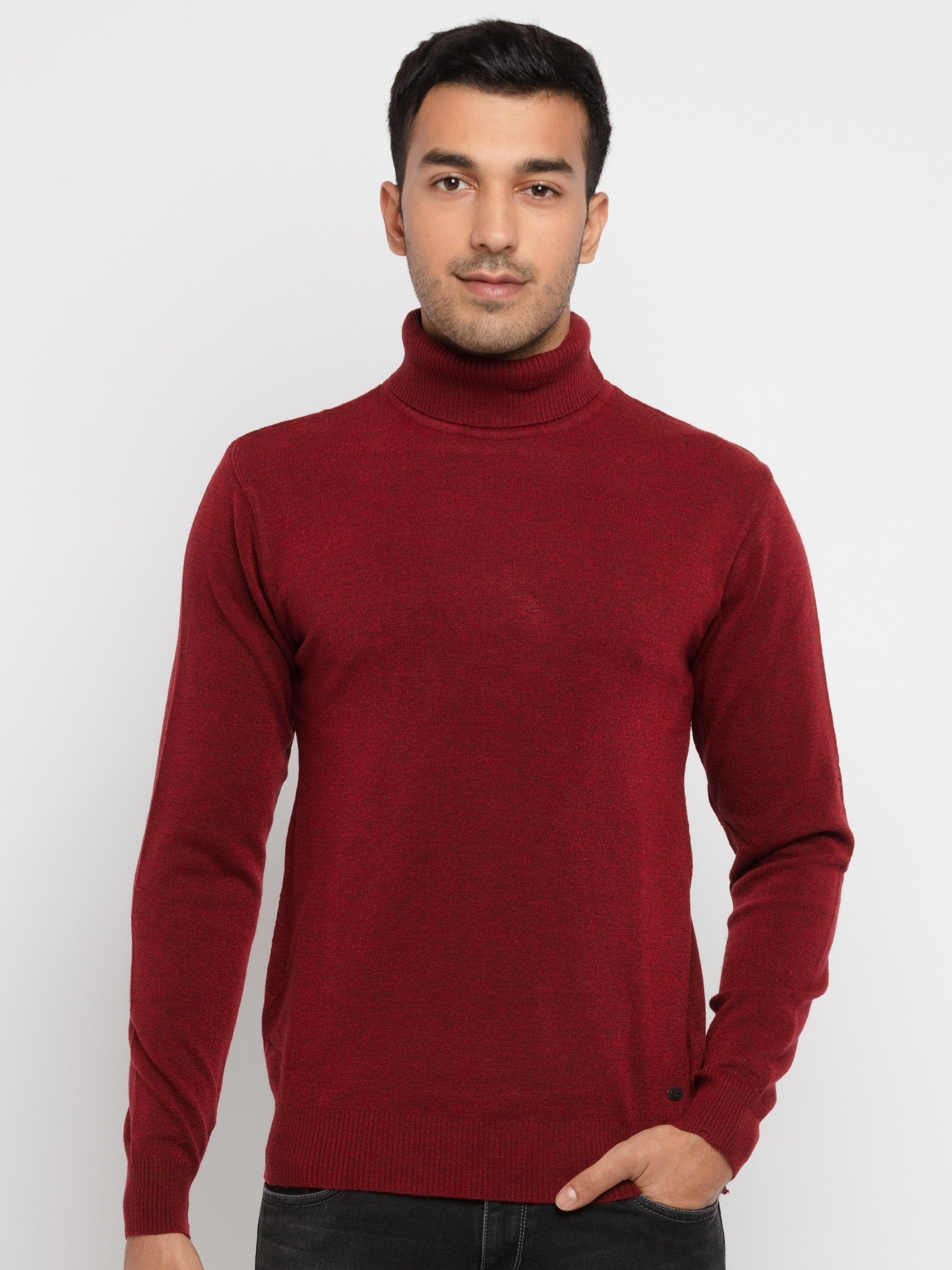 Red Polycotton Melange Sweaters
