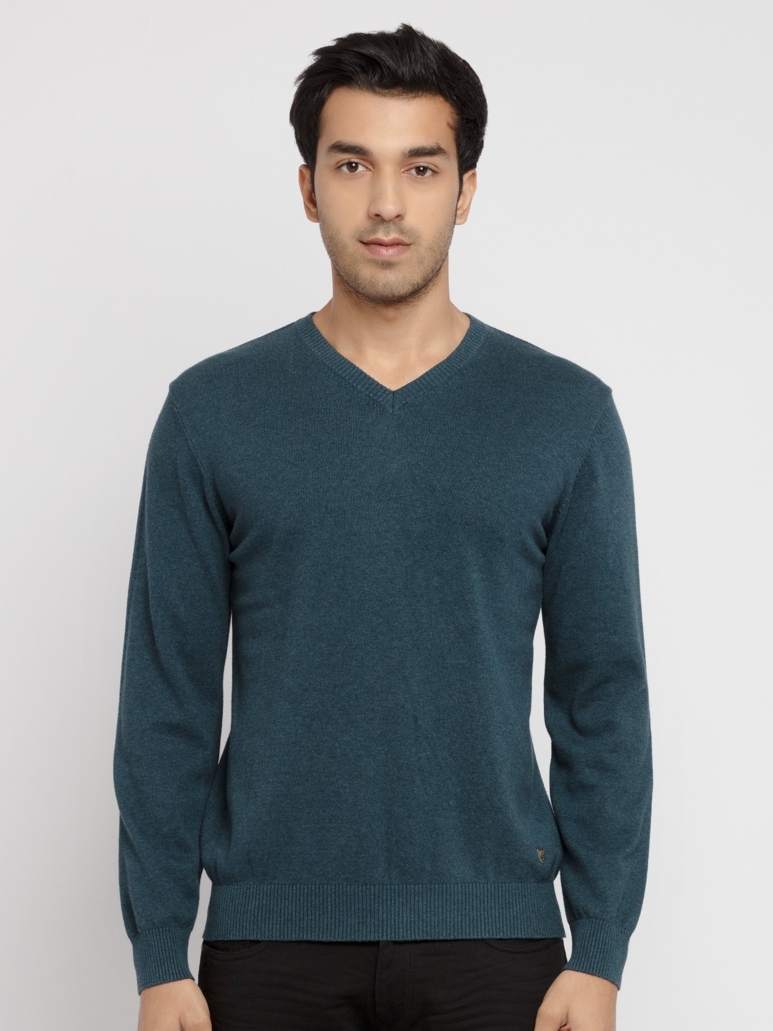 Green Polyester Melange Sweaters