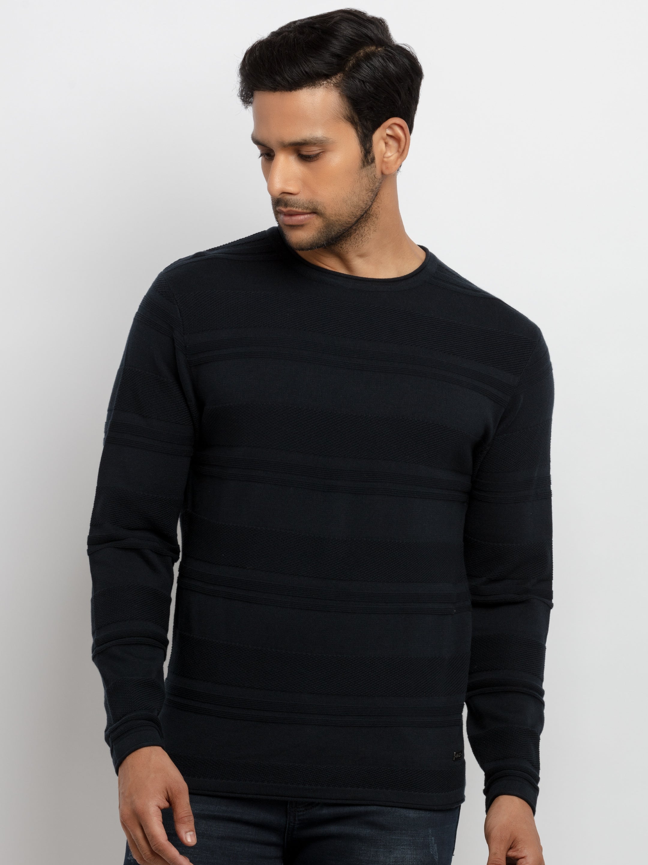 Status Quo | Mens Structure Knit Round Neck Sweater