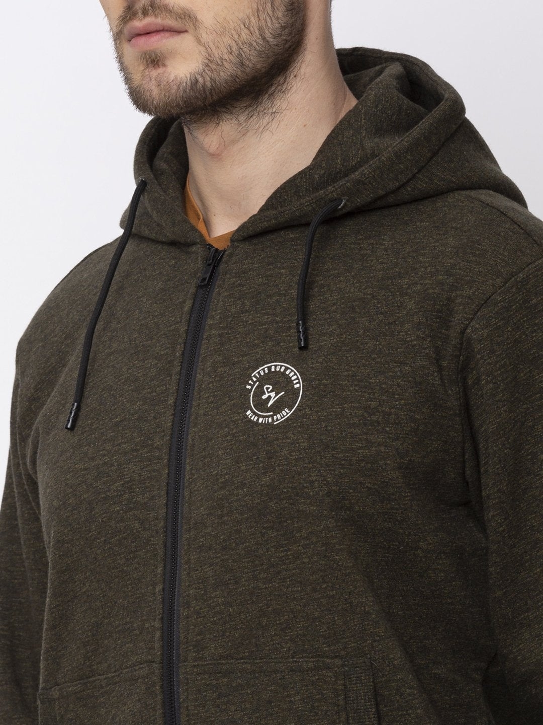 Men's Green Polycotton Solid Hoodies