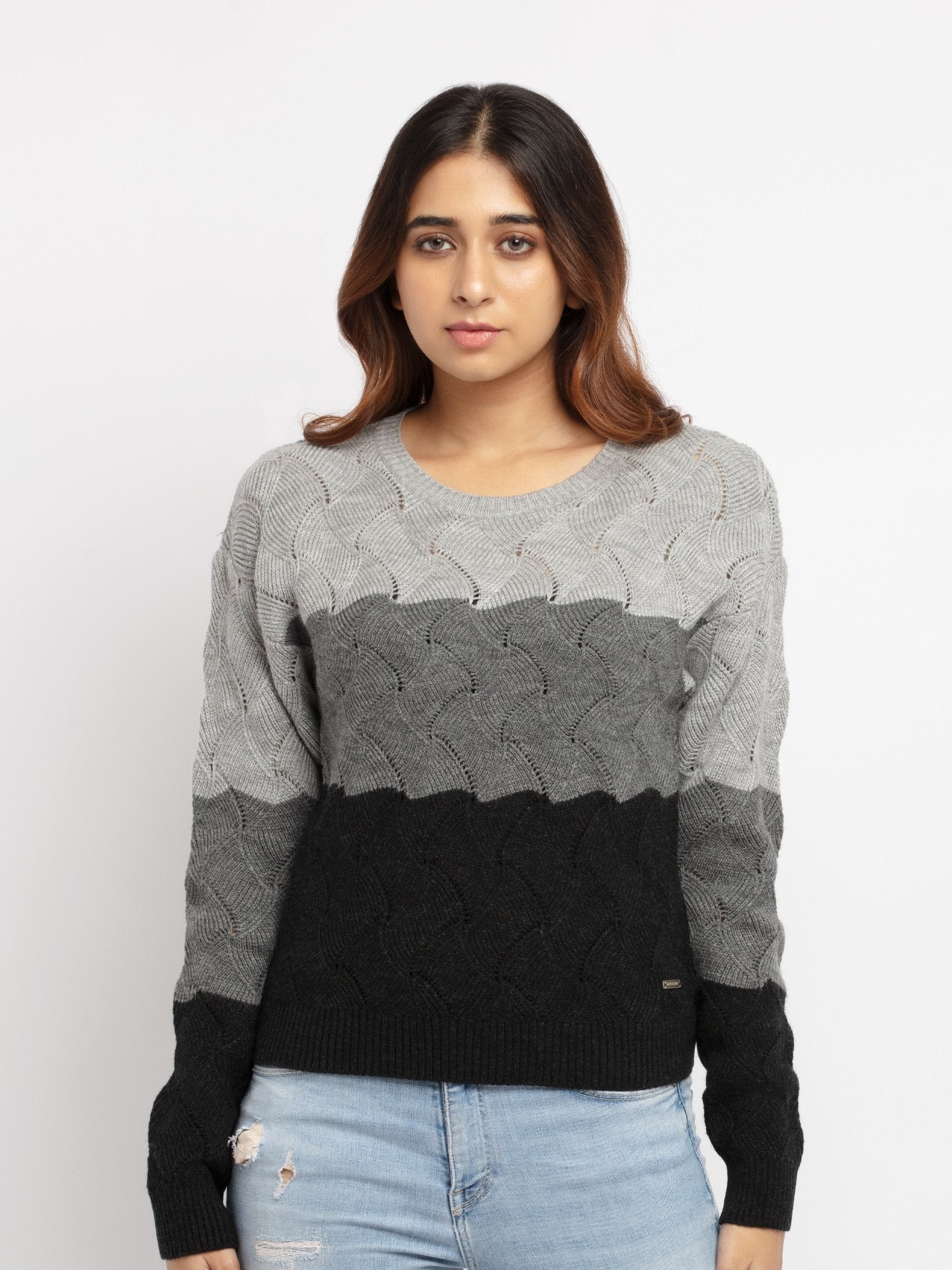 Status Quo | Women's Anthra Colourblock Sweater