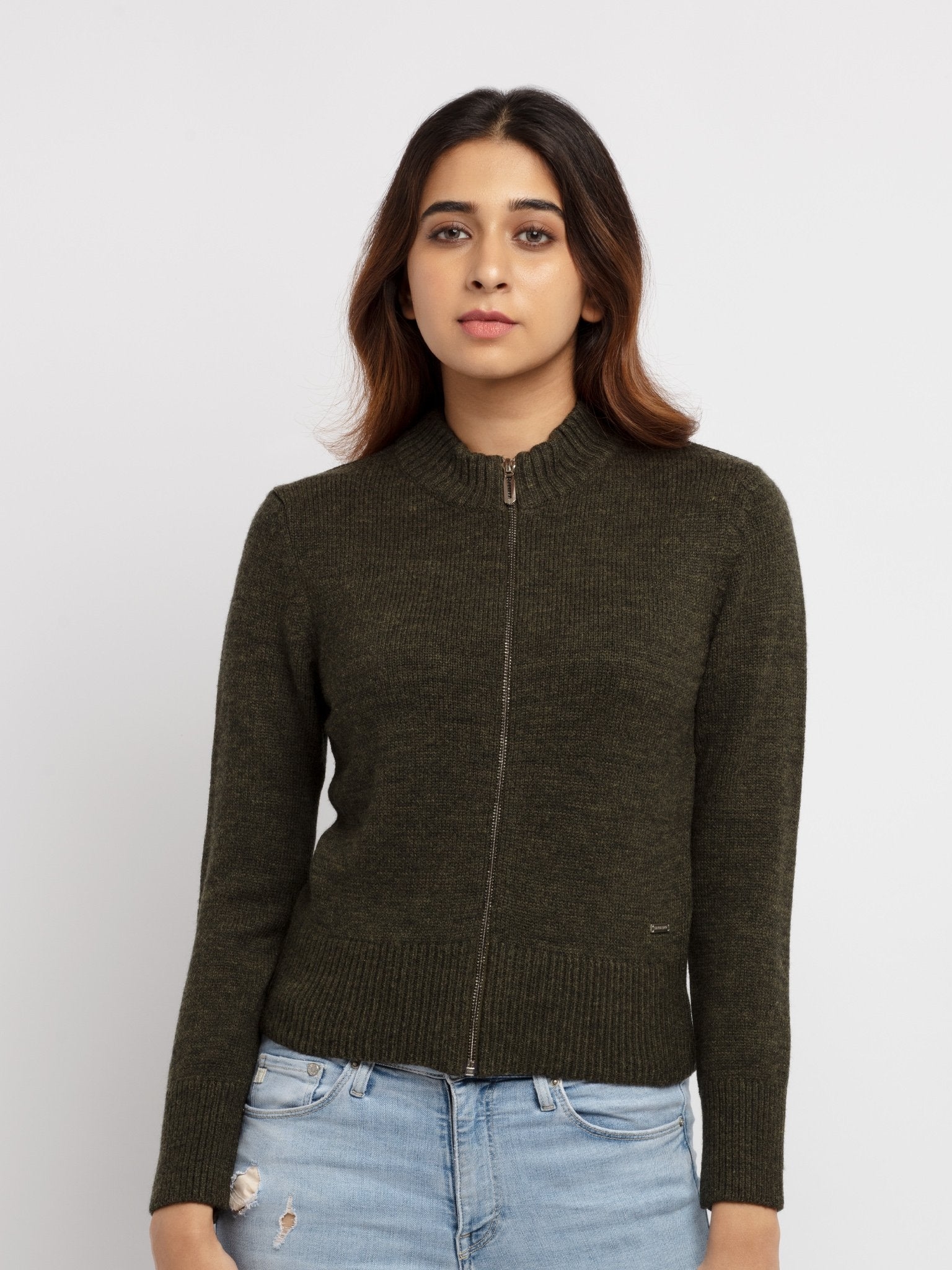 Status Quo | Women's Olive Solid Sweater