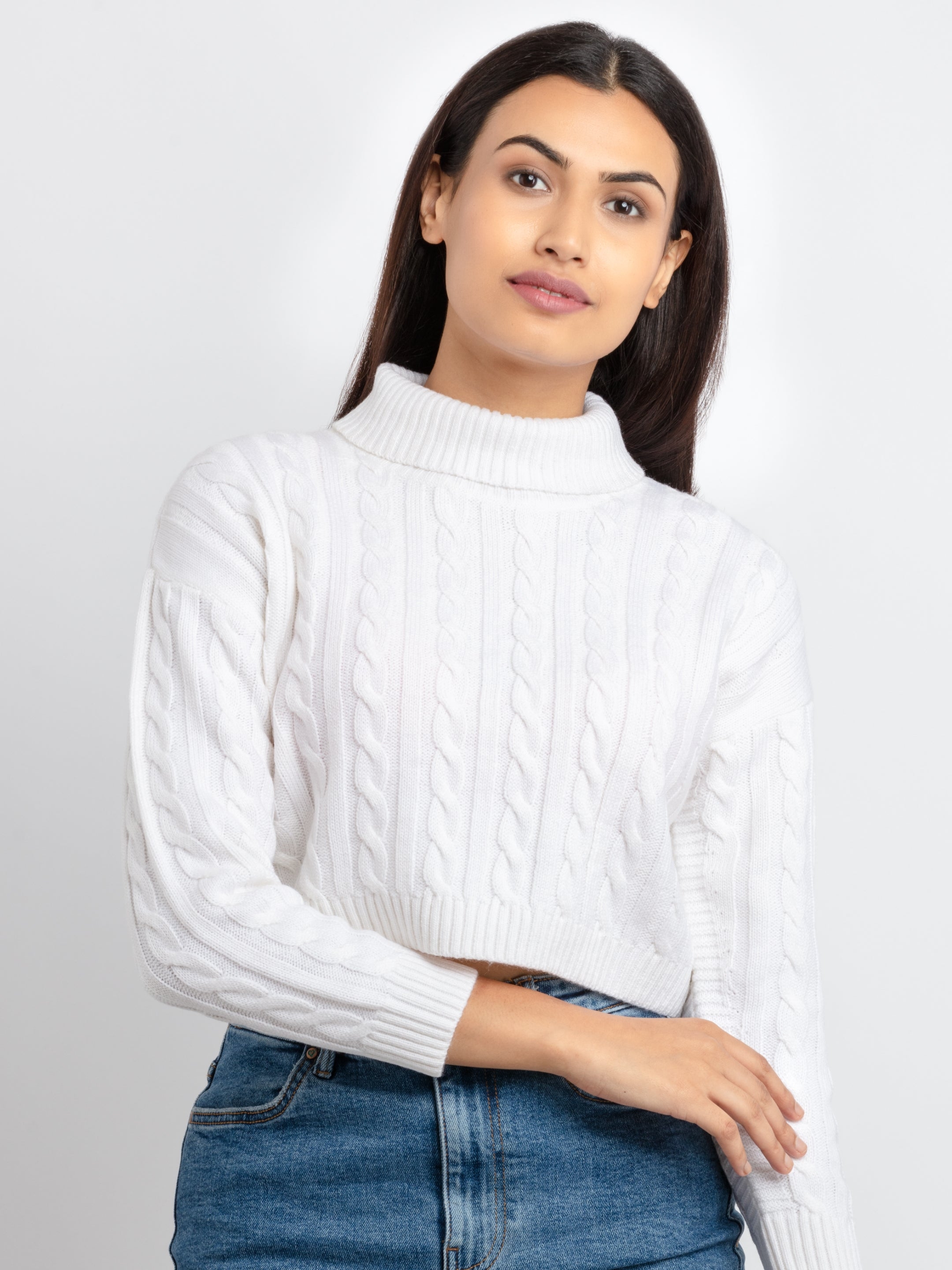 Status Quo | Womens Cable Knit Turtle Neck Sweater