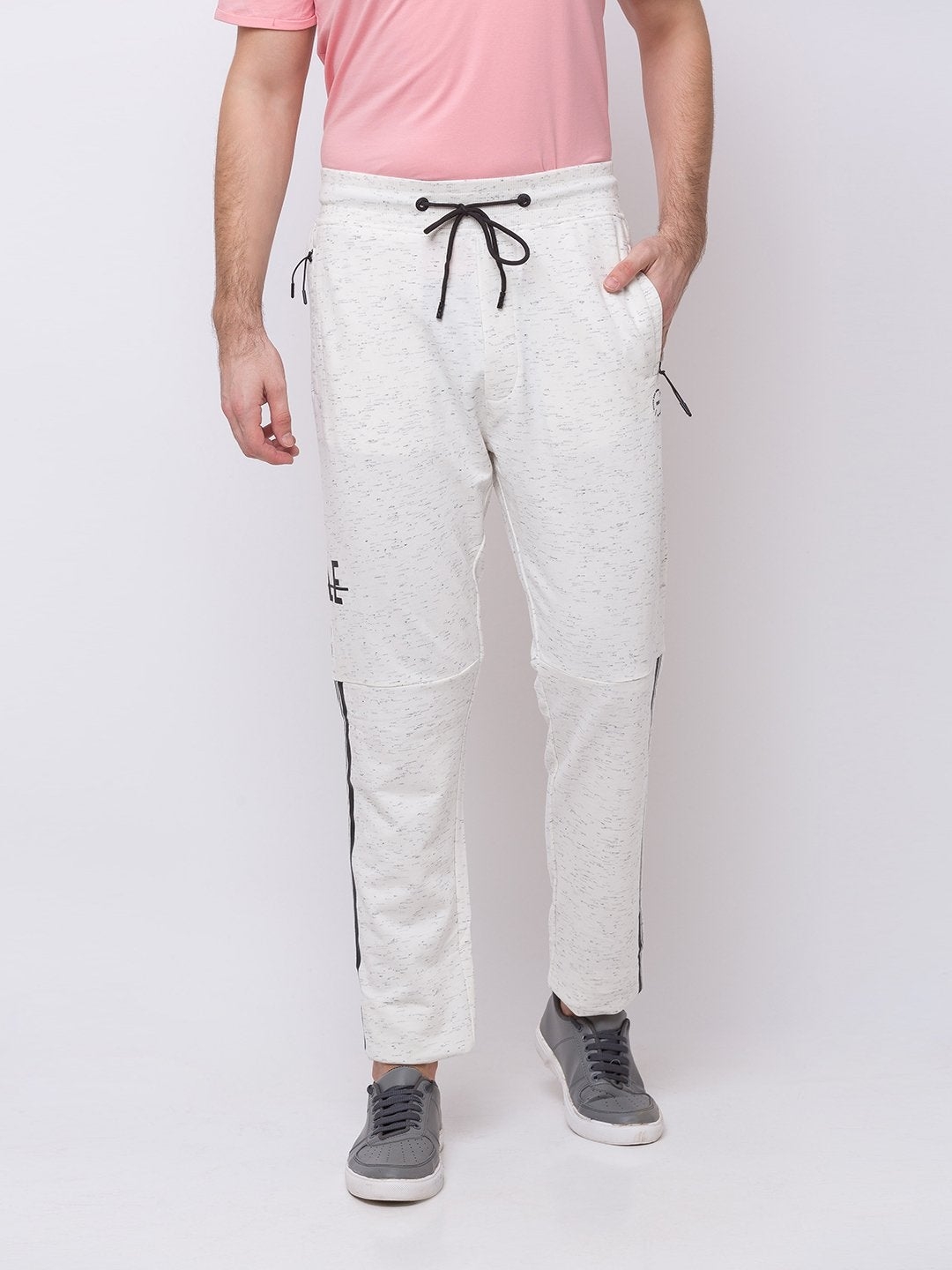 Men's White Printed Trackpants