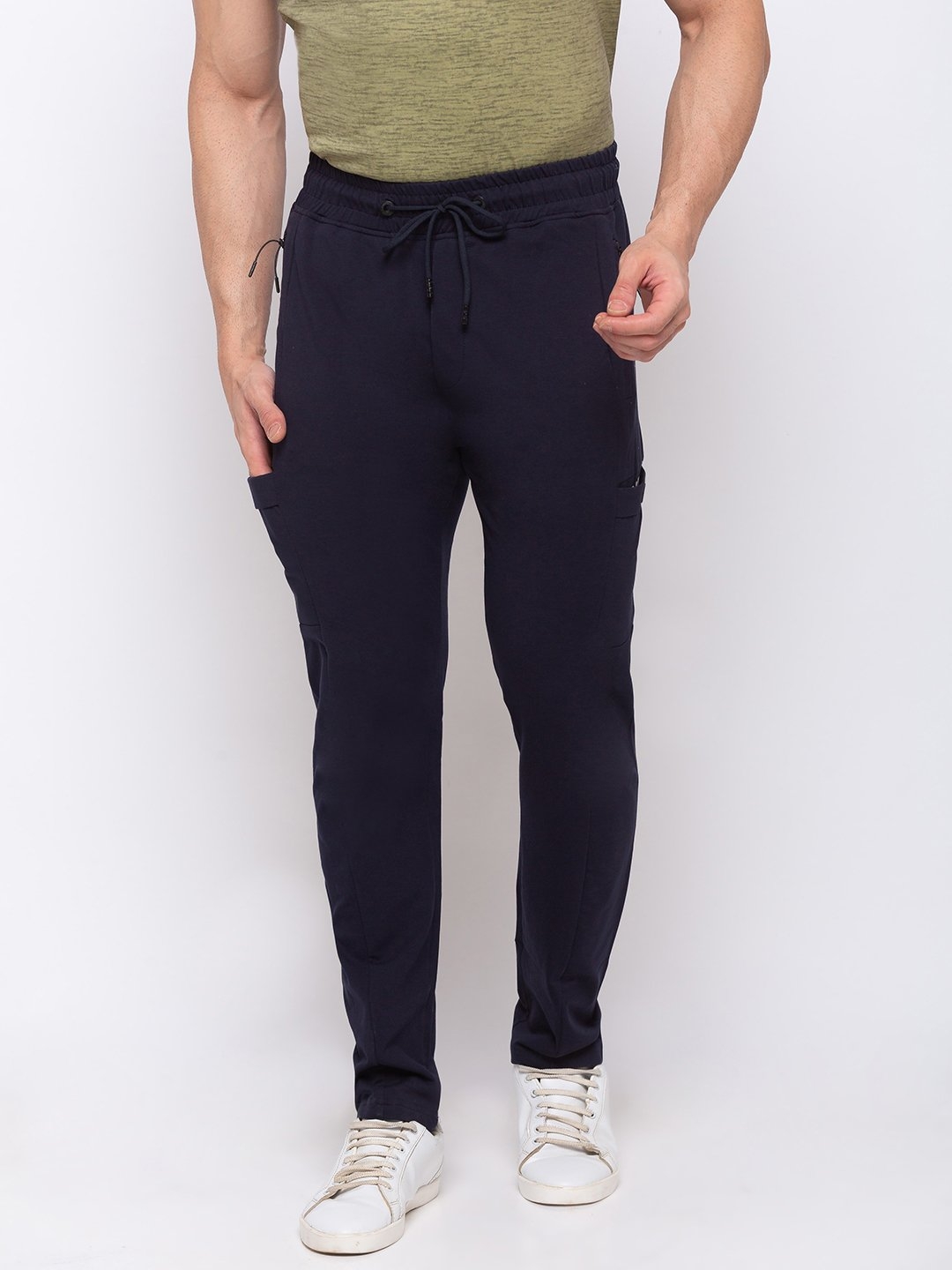 Status Quo | Navy Blue Solid Regular Fit Track Pants
