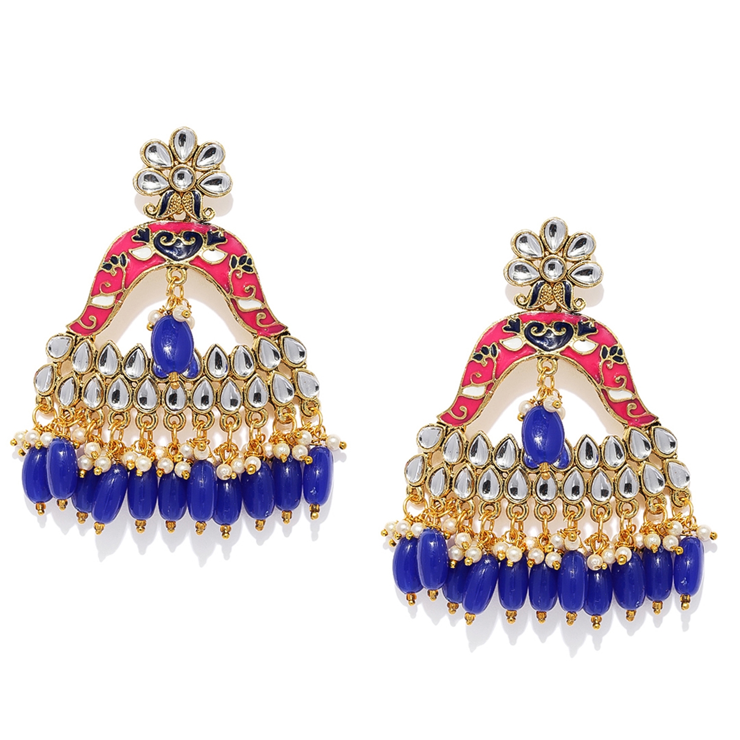 SUKKHI | Sukkhi Lavish Kundan Gold Plated Meenakari Chandelier Earring For Women