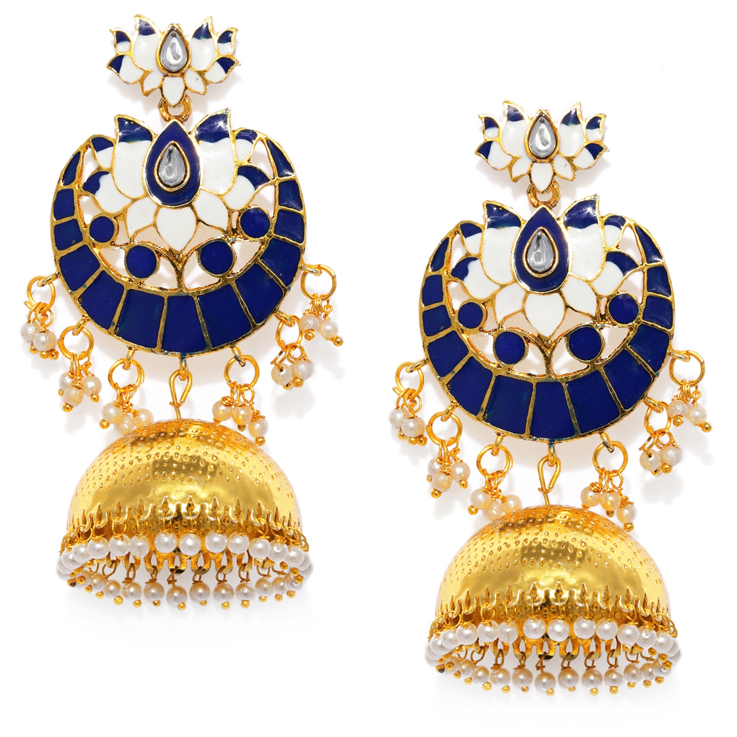 SUKKHI | Sukkhi Glitzy Gold Plated Lotus Meenakari Pearl Jhumki Earring For Women