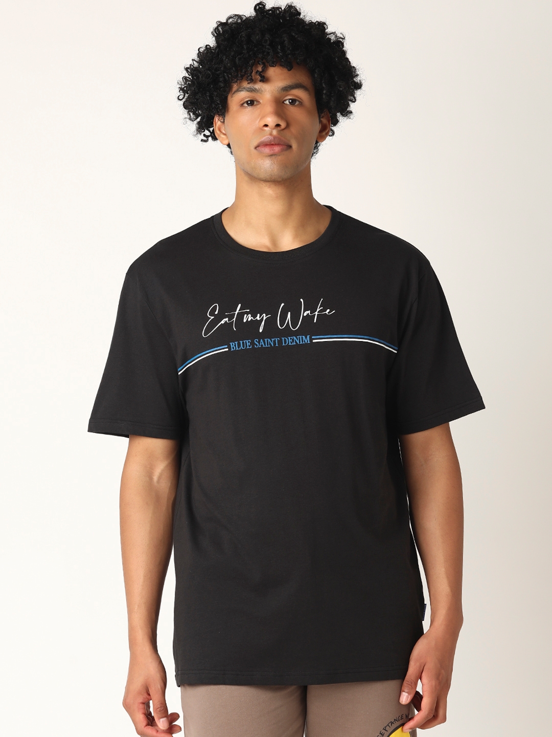 Blue Saint | Black Printed T-Shirts (B1S21MHK0816-BSMFEB2#015B-Black)