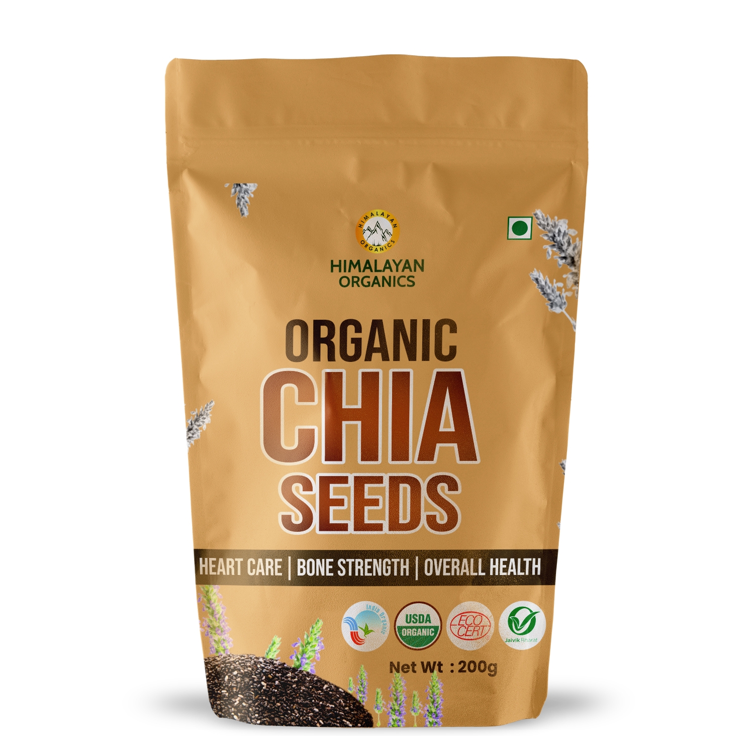 Himalayan Organics | Himalayan Organics Certified Organic Chia Seeds - Enriched with Omega 3 & Zinc Supports Health Management