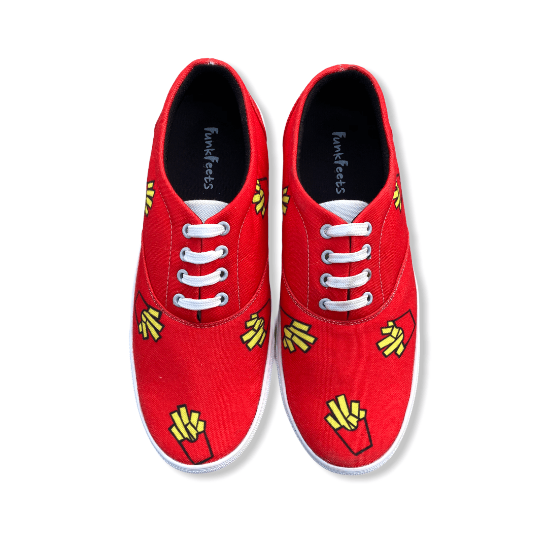 FF FUNKFEETS | Unisex Red & Yellow Print French Fries Sneakers