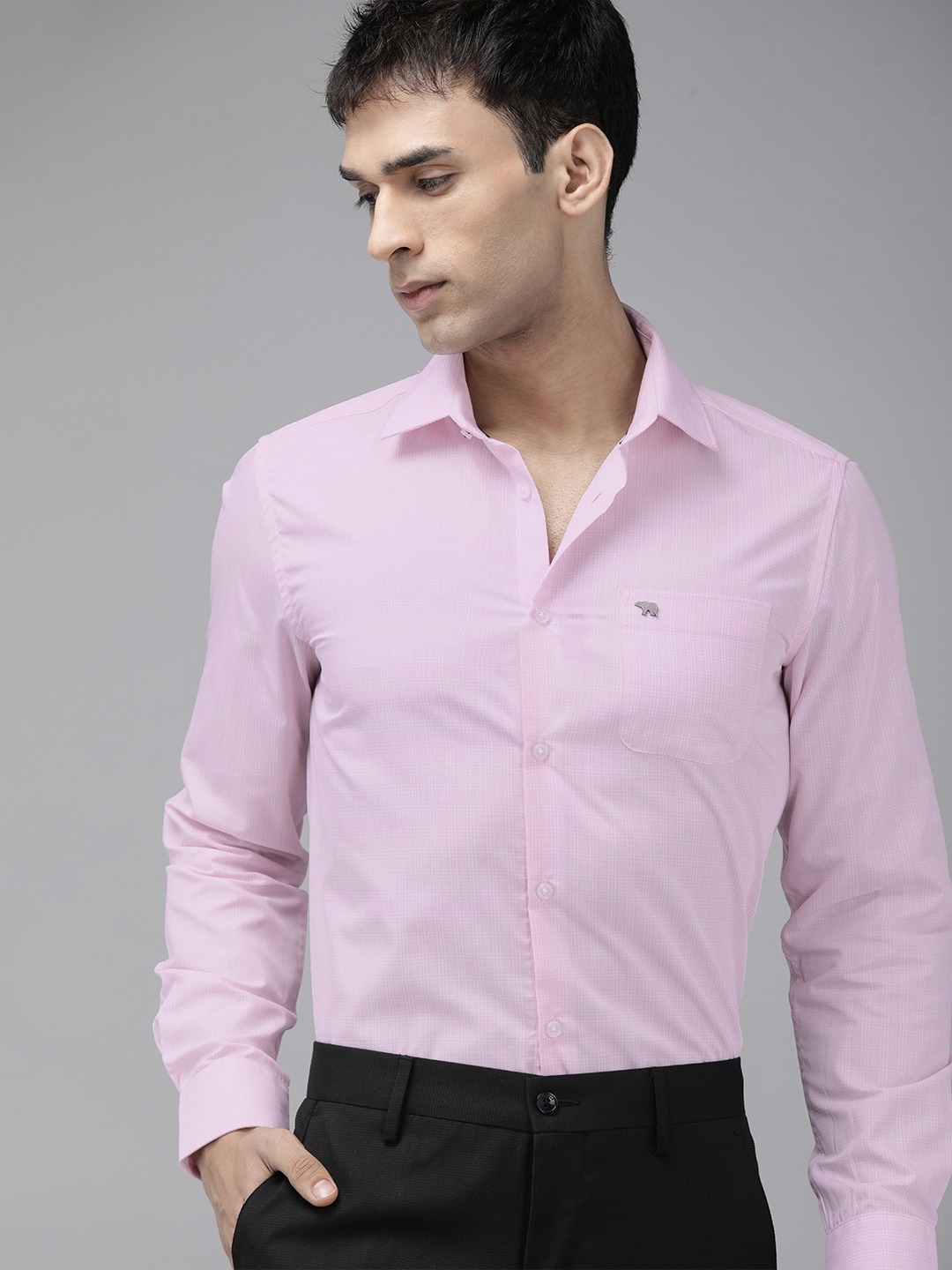 The Bear House | Men's Pink Slim Fit Formal Shirt