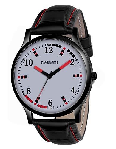 Timesmith | Timesmith Black Leather White Dial Watch For Men CTC-005 For Men