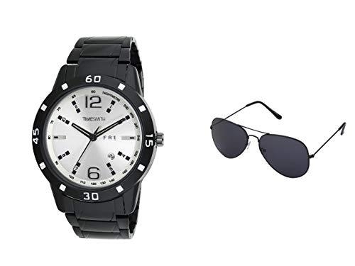 Timesmith | Timesmith Men White Analogue Watch with Free Sunglasses TSC-037-WMG-002 White Onesize For Men