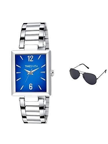 Timesmith | Timesmith Silver Stainless Steel Blue Dial Watch For Men with Free Sunglasses TSC-134-wmg-002 For Men