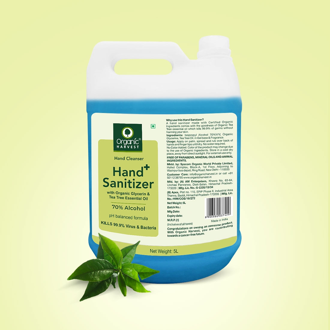 Organic Harvest | Organic Harvest Hand Sanitizer, 5L