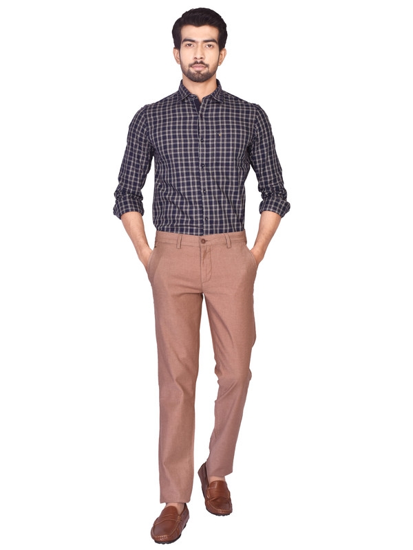 Turtle | Brown Relaxed Wash Dobby/Structure Trouser