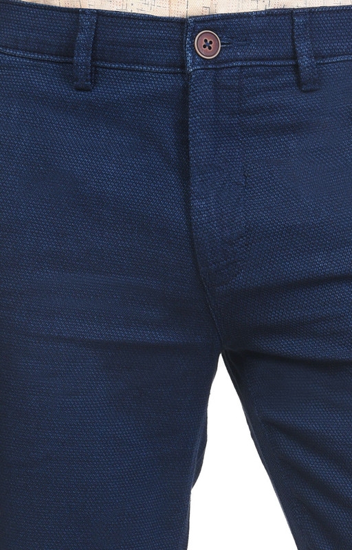 Blue Trouser DOBBY/STRUCTURE 100% COTTON INDIGO