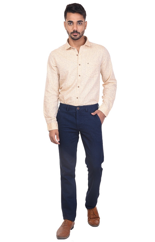 Blue Trouser DOBBY/STRUCTURE 100% COTTON INDIGO