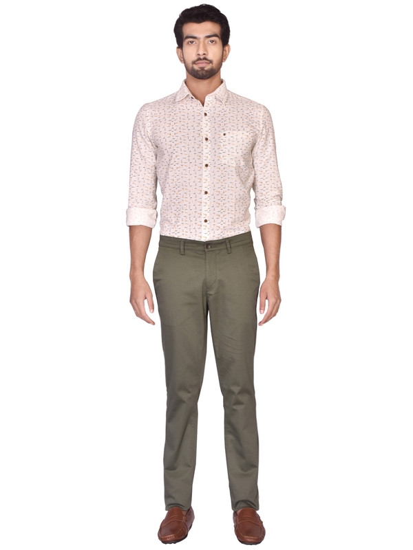 Olive Relaxed Wash Prints Trouser