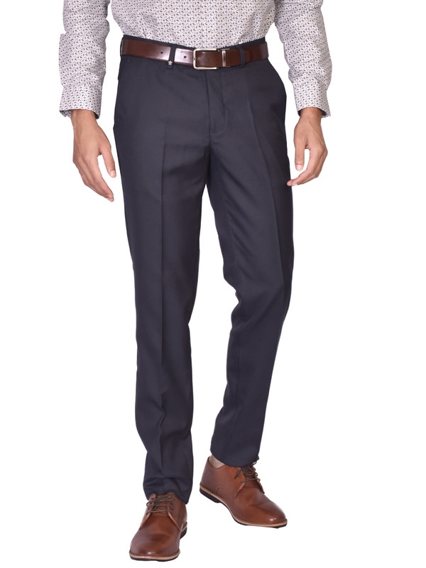 Navy Blue Tailored Dobby/Structure Trouser