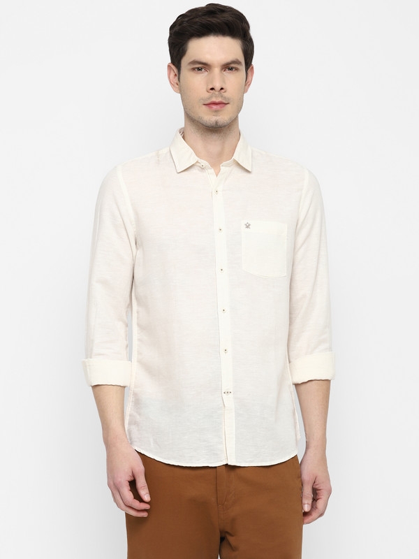 Turtle | Beige Solid Casual Shirt