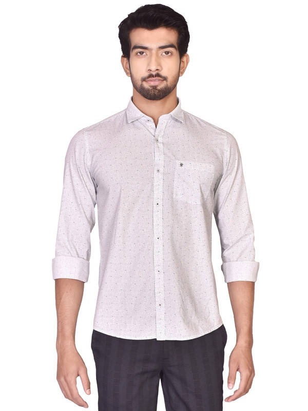 White Relaxed Wash Prints Shirt