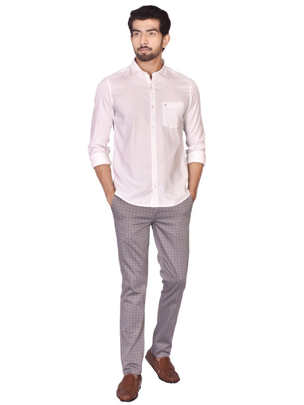 White Relaxed Wash Dobby/Structure Shirt