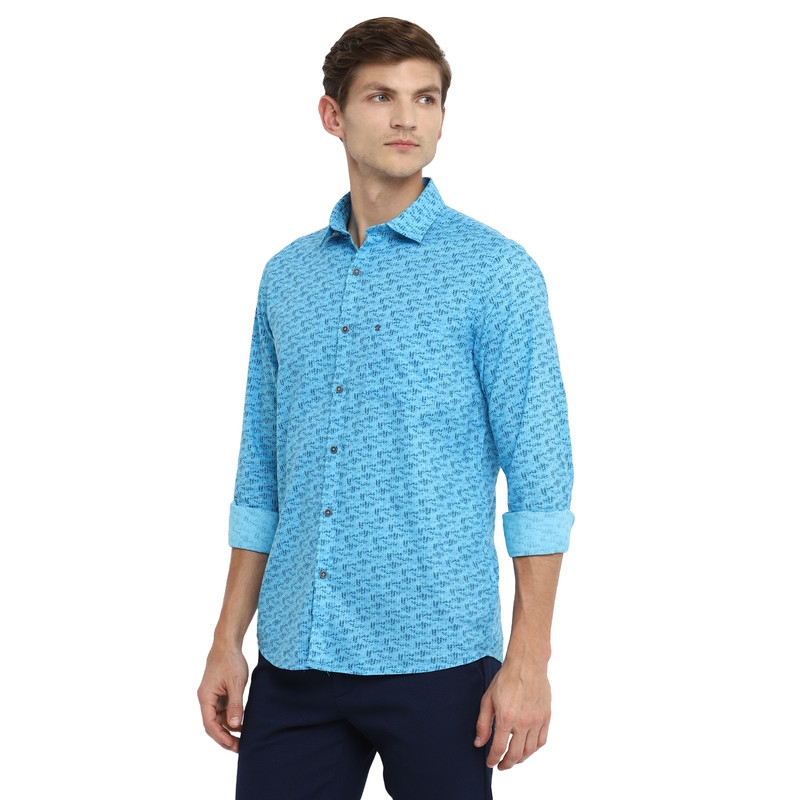 Turtle | Blue Printed Casual Shirt
