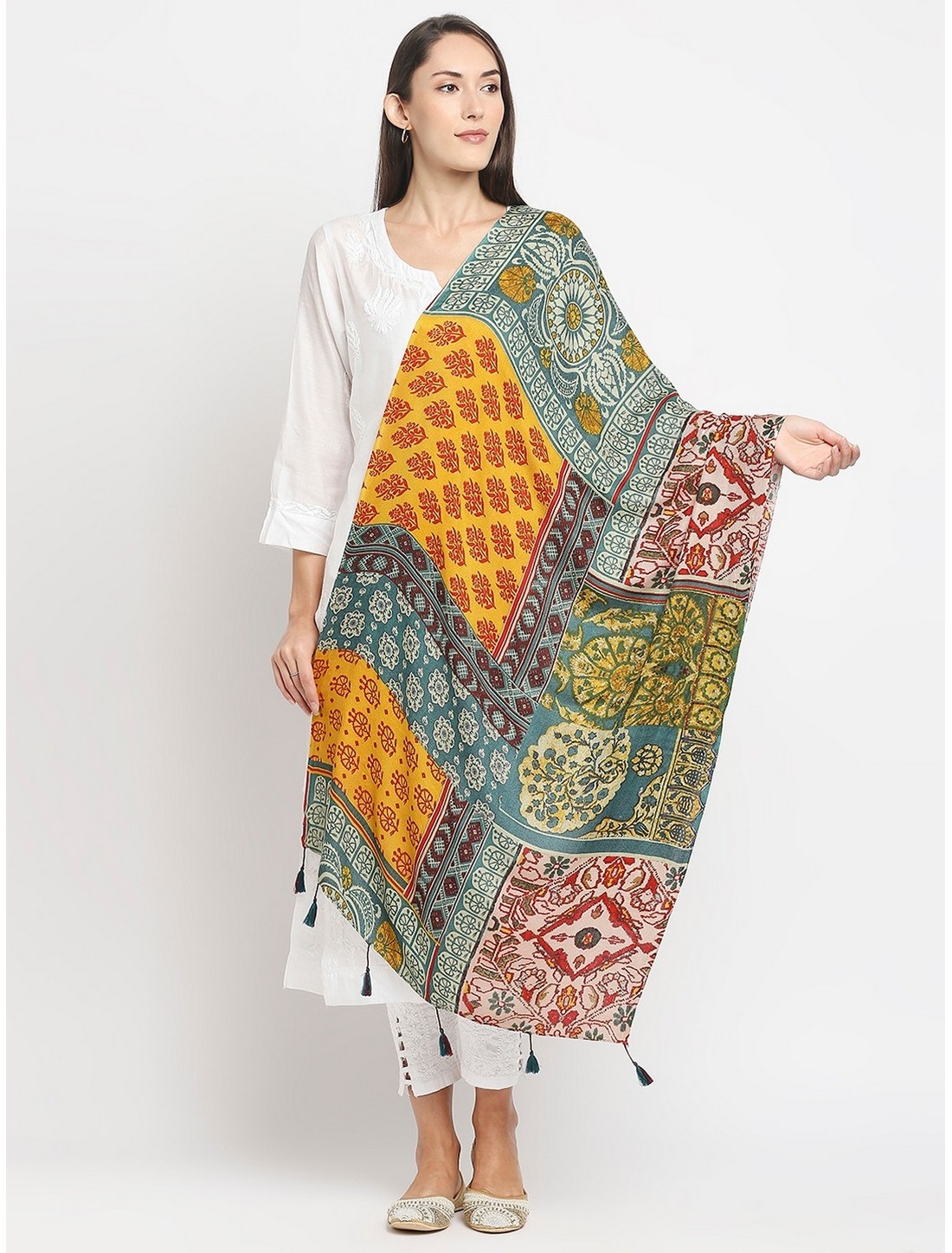 Get Wrapped | Get Wrapped Multi  Printed Scarves with Tassels for Women